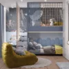 Wooden bunk bed with play zone