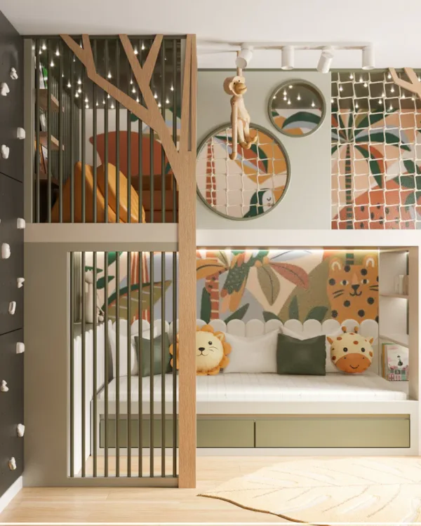 loft bunk bed with play space