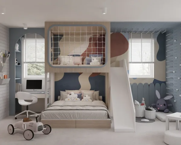 Custom made Montessori loft bed with slide