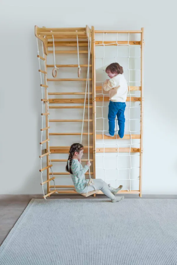 indoor wooden climbing gym for kids