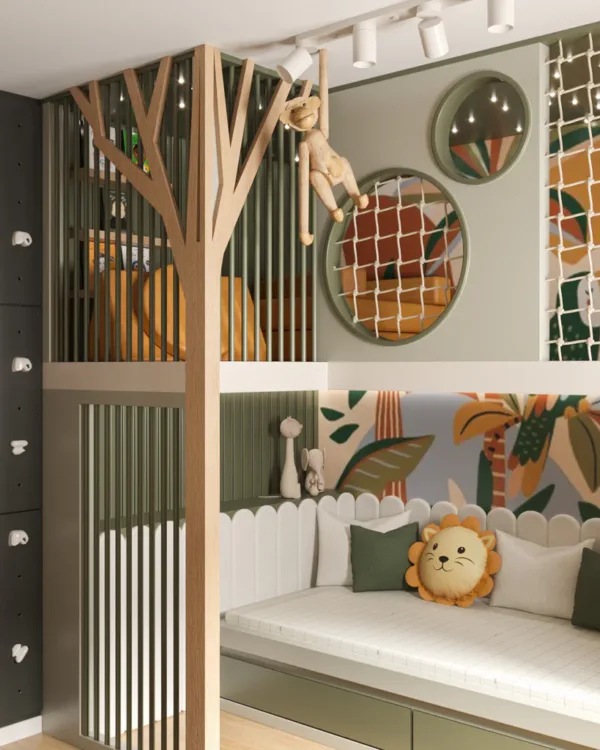 loft bunk bed with play space