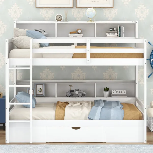 Modern white twin bunk bed for kids