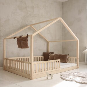 Natural Wood Montessori House Bed