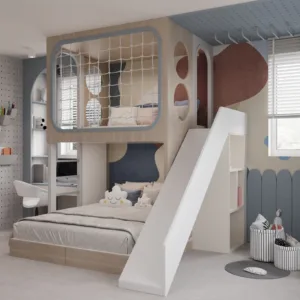 Custom made Montessori loft bed with slide