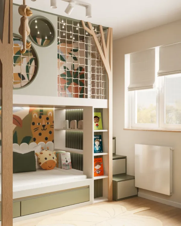 loft bunk bed with play space