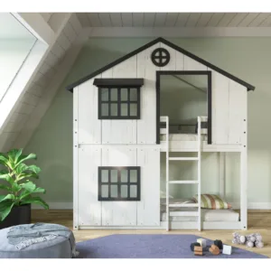 Wooden house bunk bed