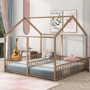 2 in 1 Twin Size Wooden House Bed