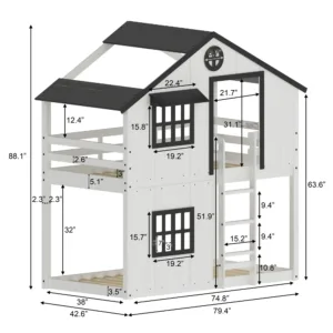 Wooden house bunk bed
