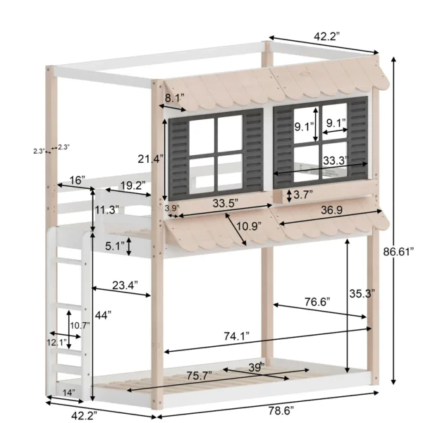 Handcrafted Wooden Garden Cottage Bunk Bed