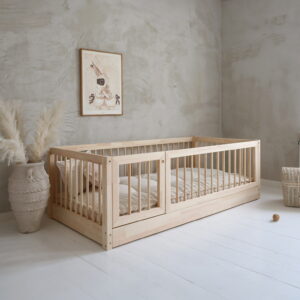 Montessori-style wooden toddler bed