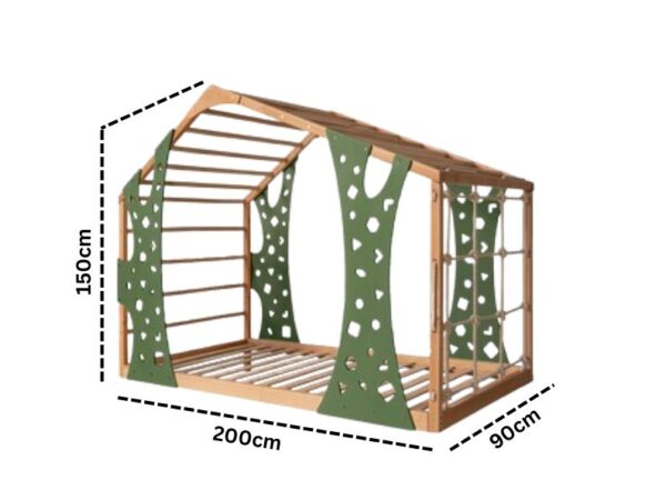 Montessori gym bed with climbing frame