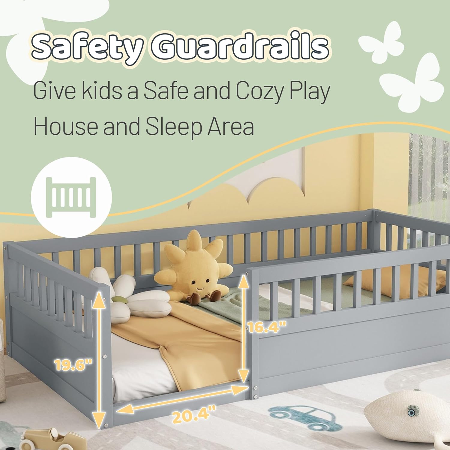 Floor Bed with High Safety Guardrails for Kids Floor Bed with High Safety Guardrails for Kids