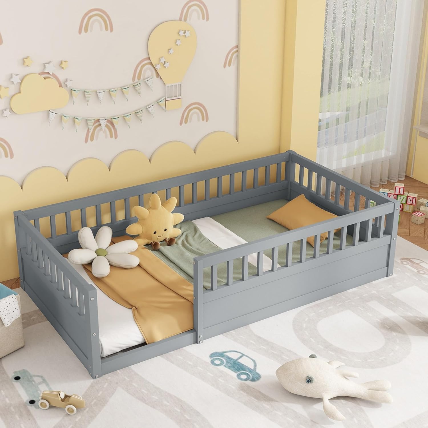 Floor Bed with High Safety Guardrails for Kids Floor Bed with High Safety Guardrails for Kids