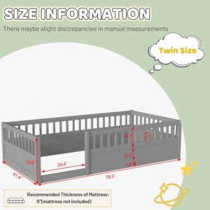Floor Bed with High Safety Guardrails for Kids