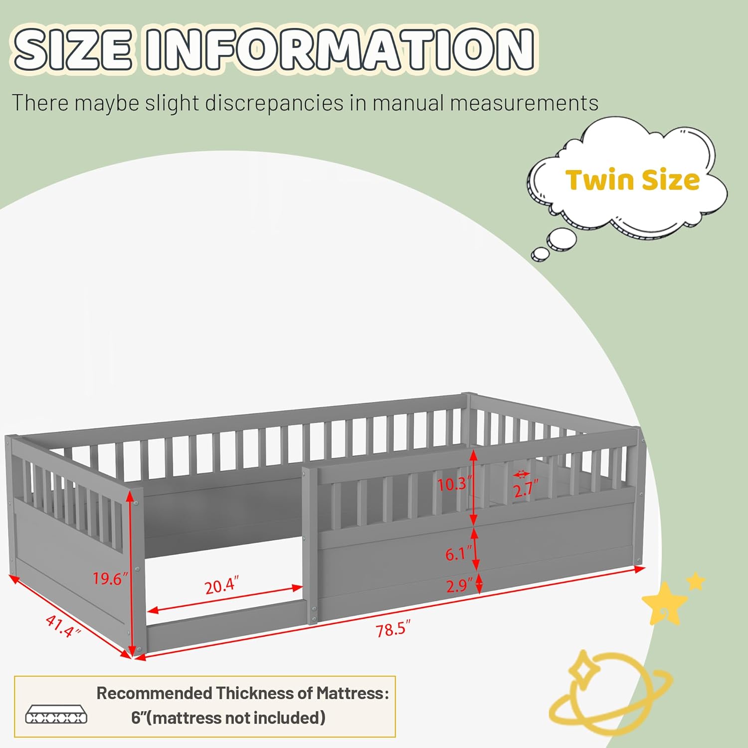 Floor Bed with High Safety Guardrails for Kids Floor Bed with High Safety Guardrails for Kids