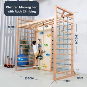 Children Monkey Bar With Rock Climbing