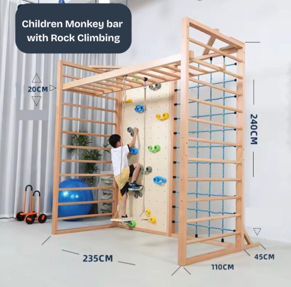 Children Monkey Bar With Rock Climbing