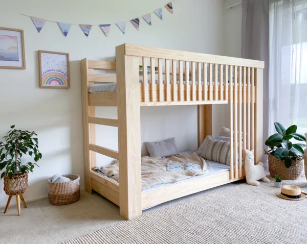 Scandinavian Solid Wood Bunk Bed for Kids
