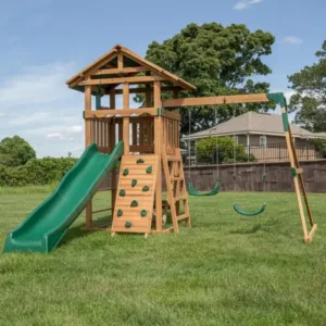 Wooden Outdoor Playset with Swings, Slide, and Ladder