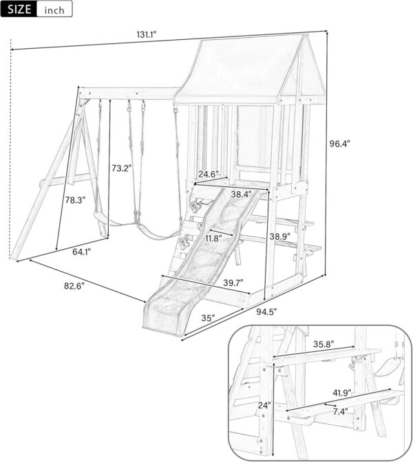 Wooden Outdoor Swing Set