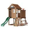 Wooden Outdoor Playhouse with Slide & Climbing Wall