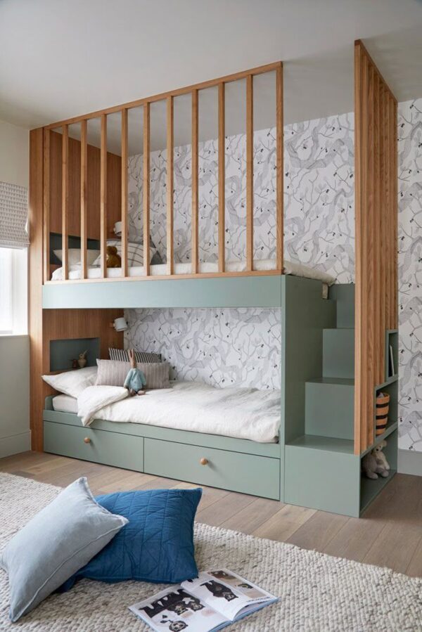 Scandinavian Loft Bunk Bed with Storage