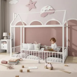 Kids House Bed Frame with Safety Rails