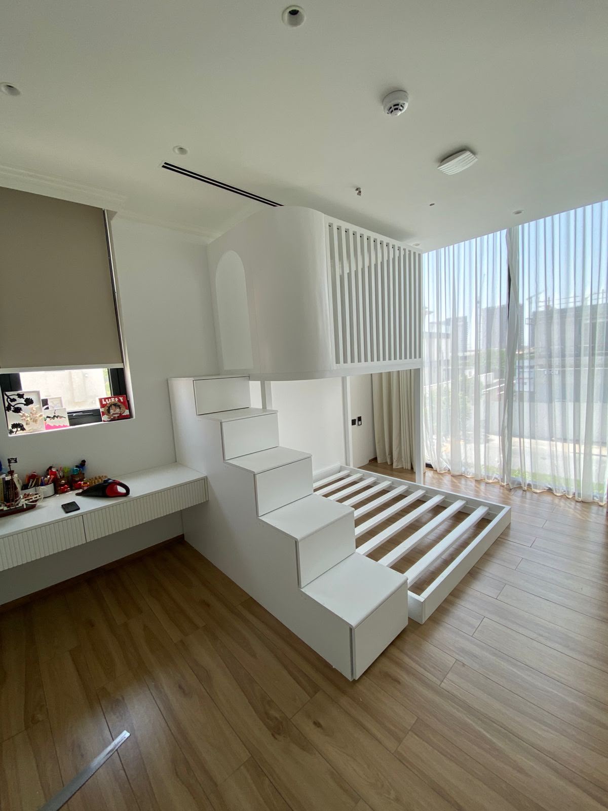 modern-loft-bed-storage-staircase.jpg modern loft bed with storage staircase and elevated slatted cabin