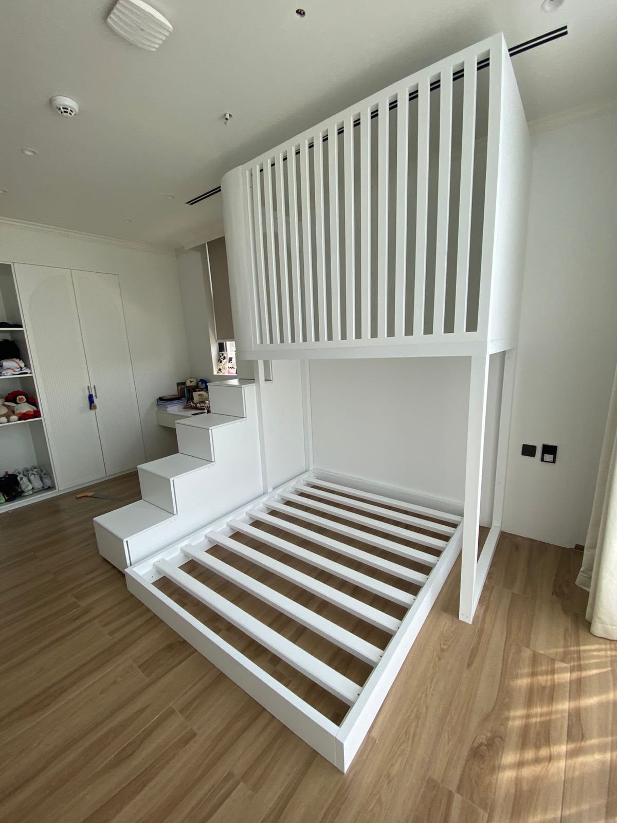 modern-loft-bed-storage-staircase.jpg modern loft bed with storage staircase and elevated slatted cabin